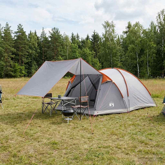 Cabin Tent Grey and Orange 6-Person Polyester and Steel