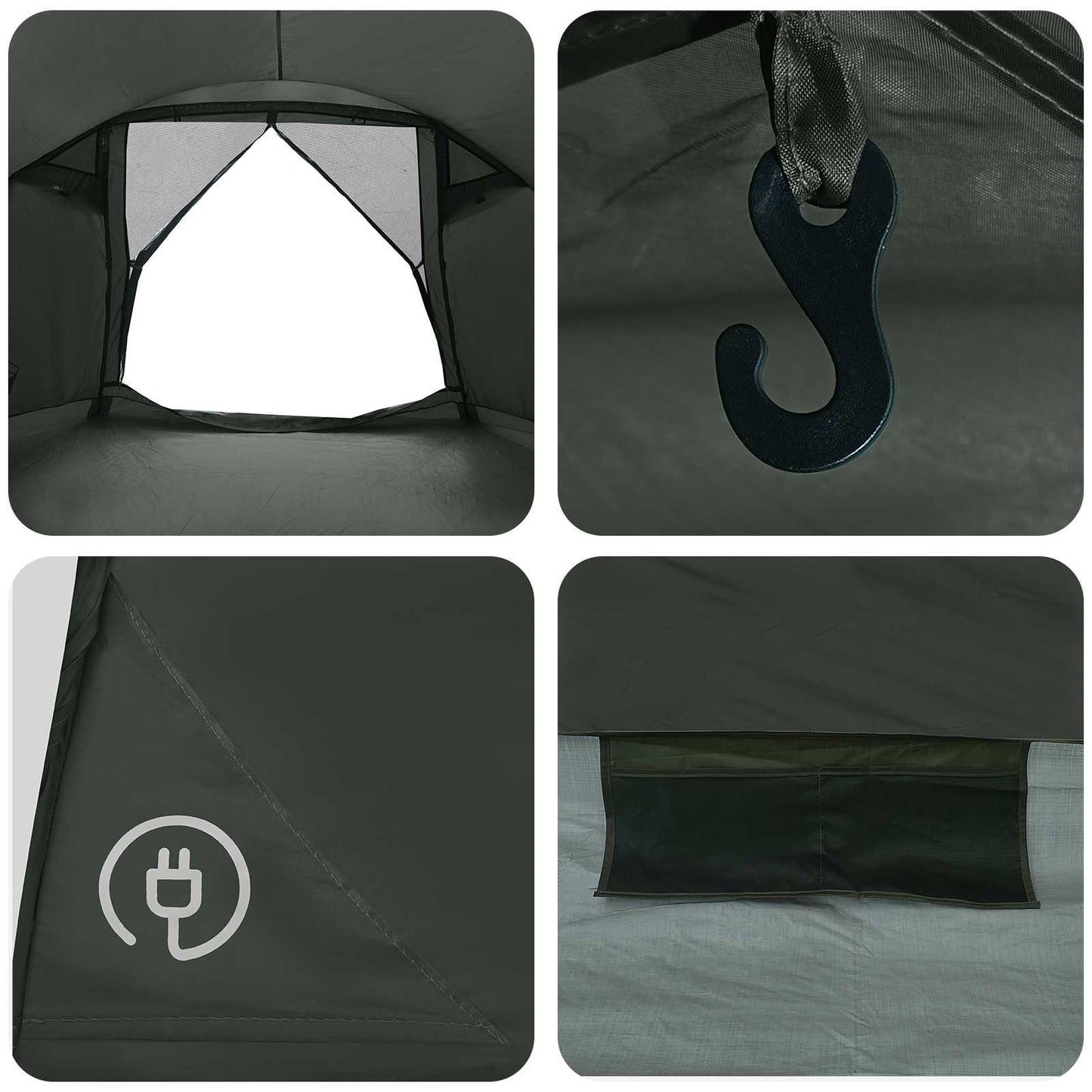 Cabin Tent with Roof Army green 6-Person Polyester and Steel