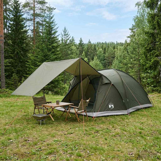 Cabin Tent with Roof Army green 6-Person Polyester and Steel