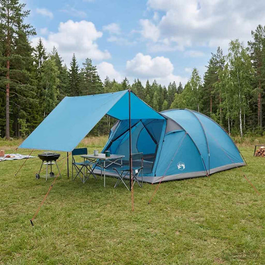 Cabin Tent with Roof Blue 8-Person Polyester and Steel