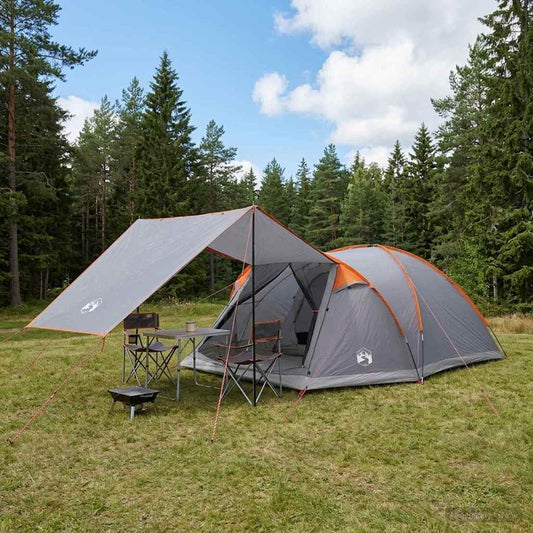 Cabin Tent Grey and Orange 8-Person Polyester and Steel