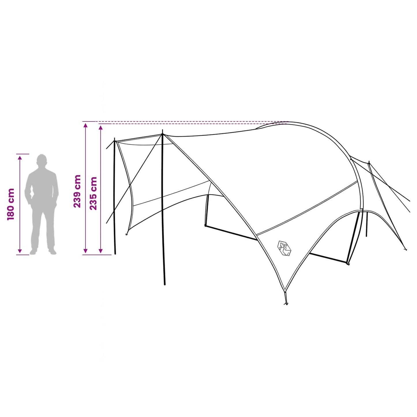 Camping Tarp Water-resistant Blue 550 x 400 x 230 cm