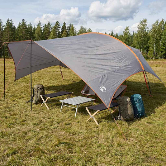 Camping Tarp Water-resistant Grey and Orange 695 x 580 x 200 cm