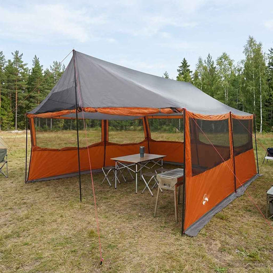 Family Tent with Roof Grey and Orange 450 x 400 x 265 cm
