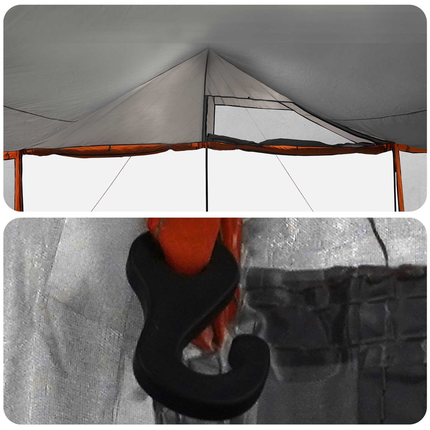 Family Tent with Roof Grey and Orange 600 x 400 x 268 cm