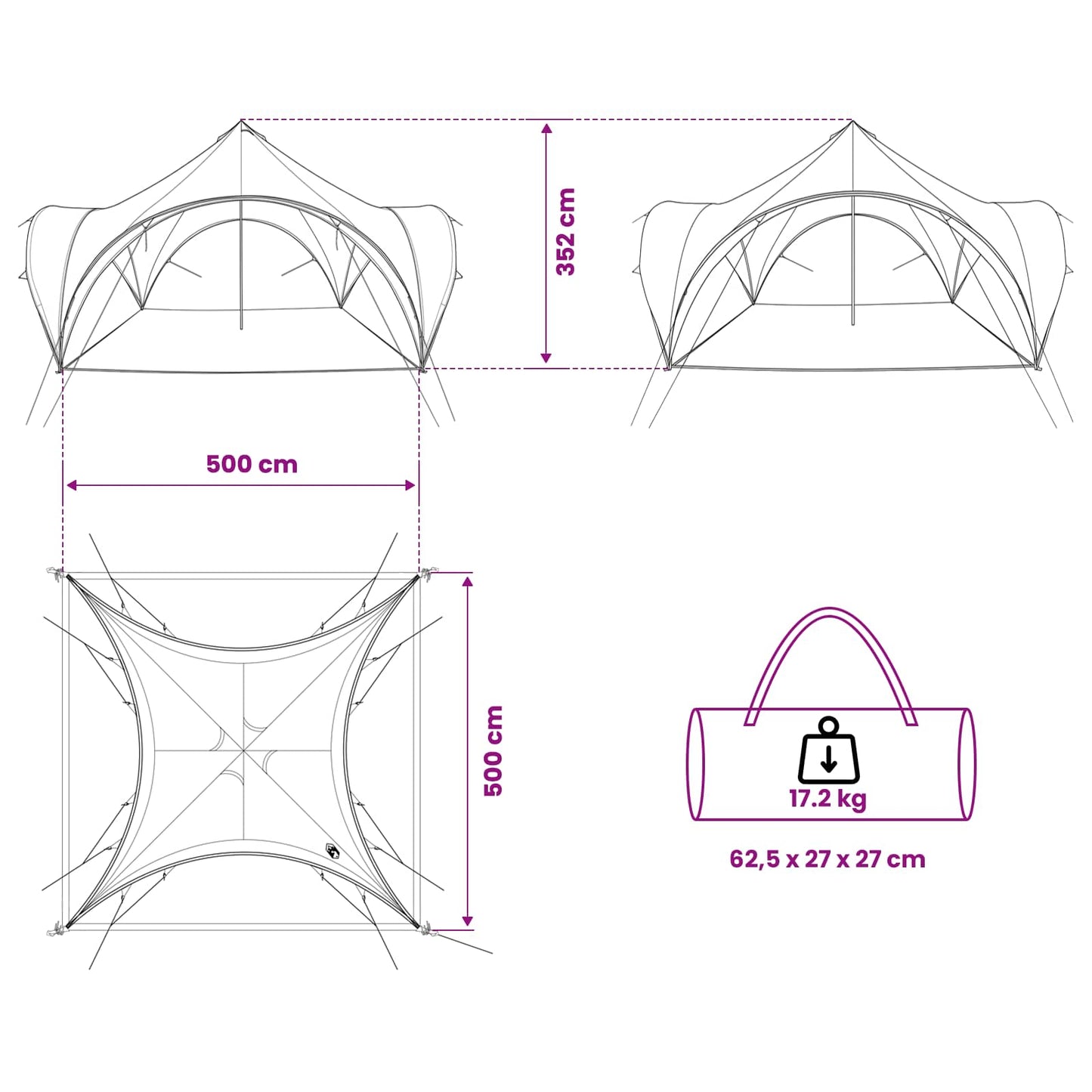 Party Tent Green 500 x 500 x 350 cm Polyester and Steel