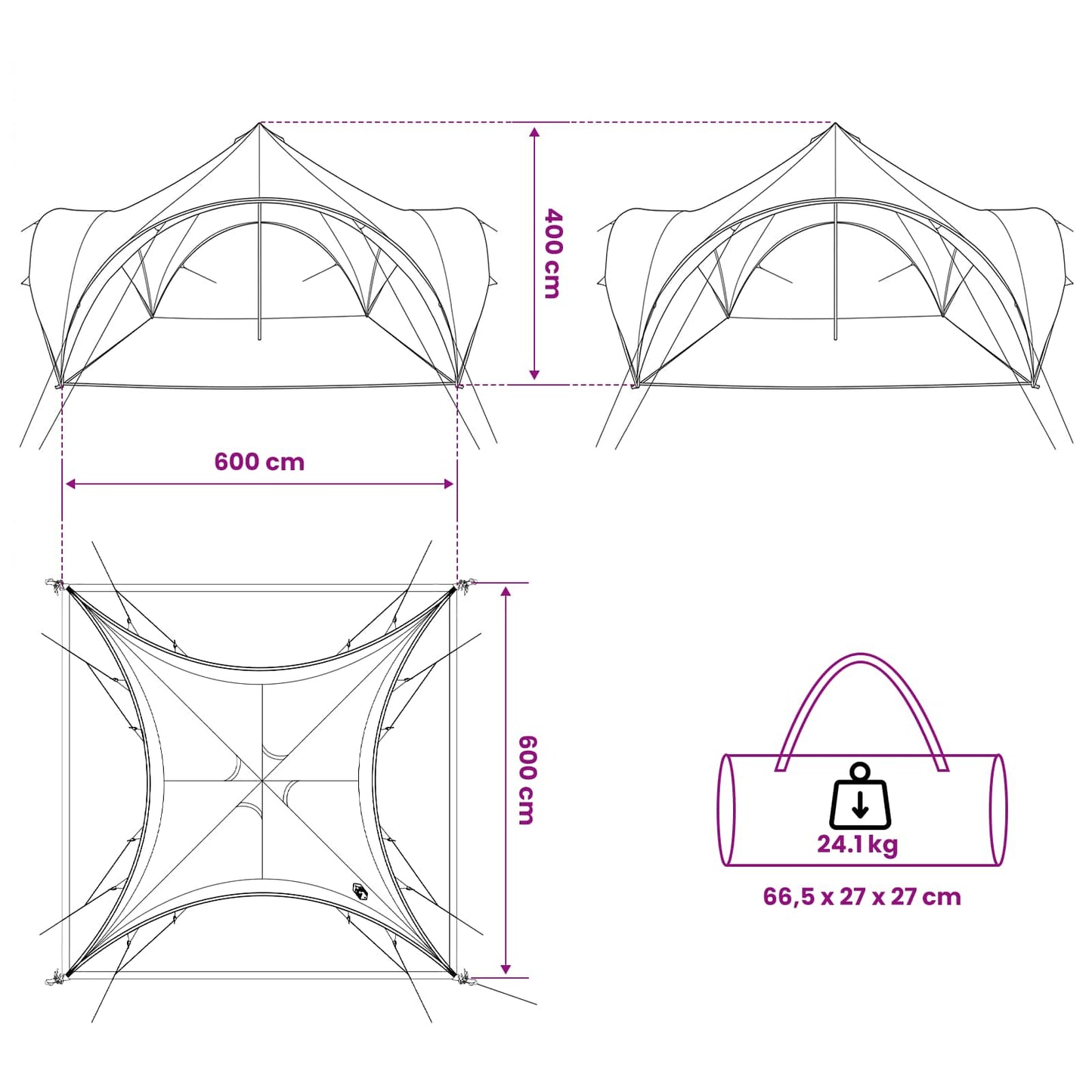 Party Tent Army green 600 x 600 x 400 cm Polyester and Steel