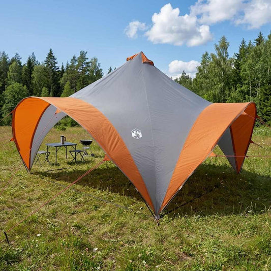 Party Tent with Roof Grey and Orange 400 x 400 x 320 cm