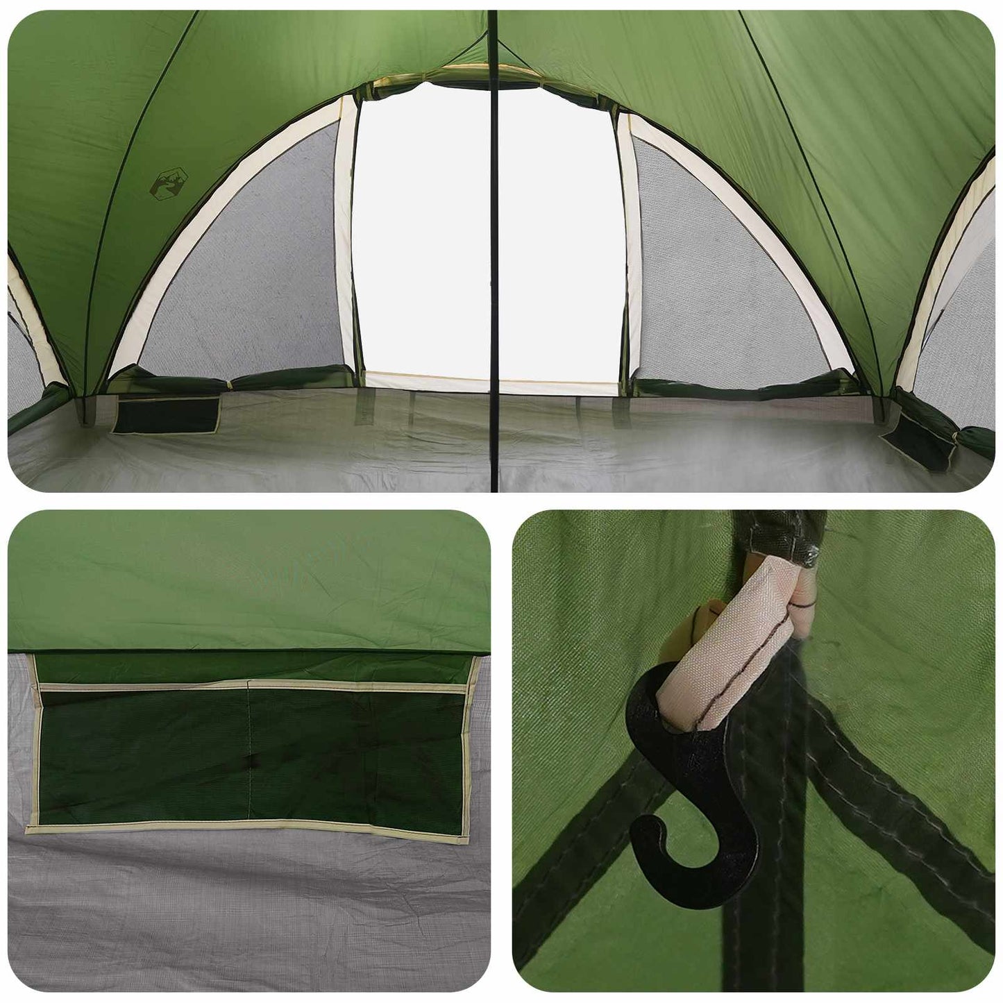 Tipi Tent with Roof Green 18-Person Polyester and Steel