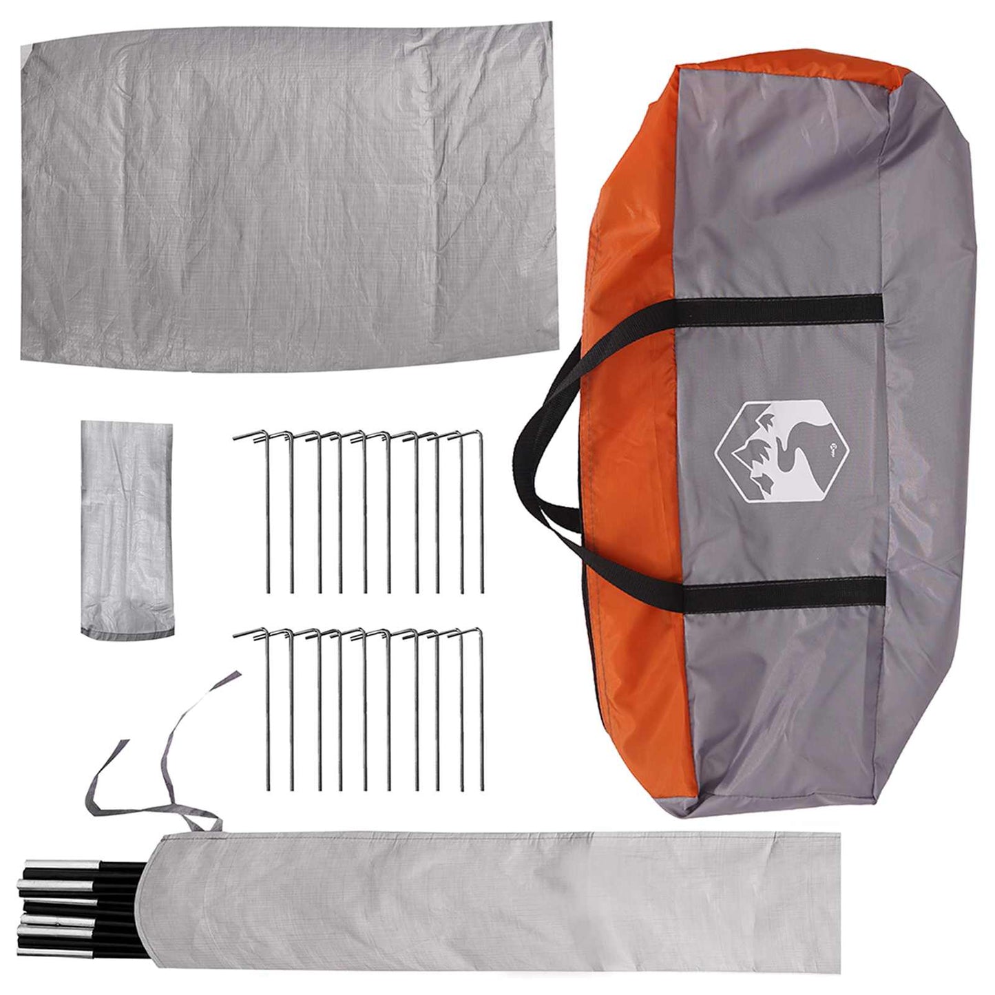 Tipi Tent Grey and Orange 18-Person Polyester and Steel