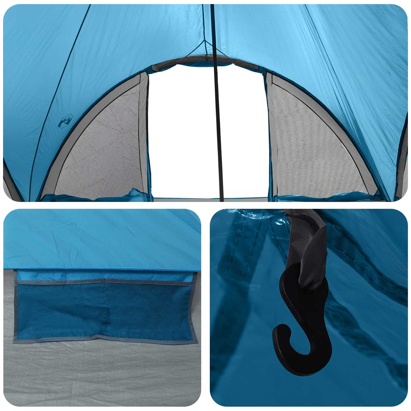 Tipi Tent with Roof Blue 6-Person Polyester and Steel