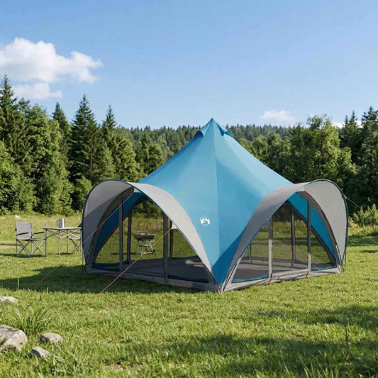 Tipi Tent with Roof Blue 6-Person Polyester and Steel