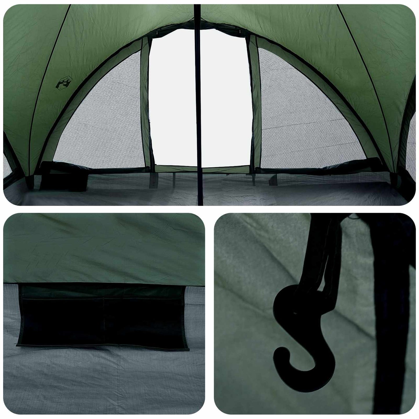 Tipi Tent with Roof Army green 6-Person Polyester and Steel
