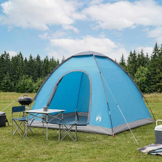 Camping Tent 2-Person Blue 185T Polyester with PU coating