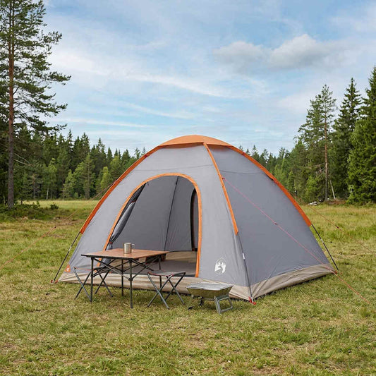 Camping Tent 4-Person Grey and Orange