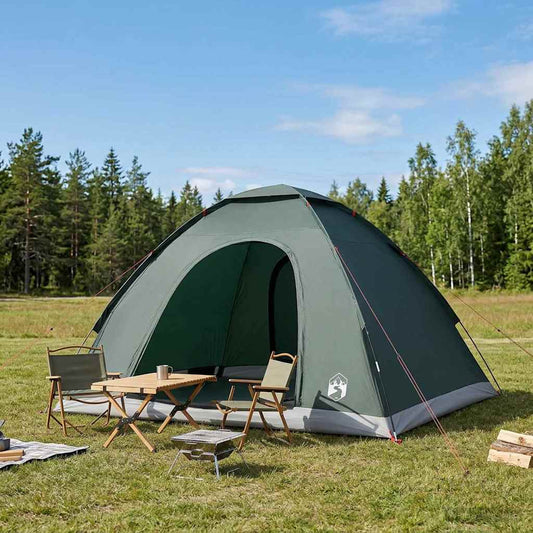 Camping Tent 4-Person Army Green 185T Polyester with PU coating
