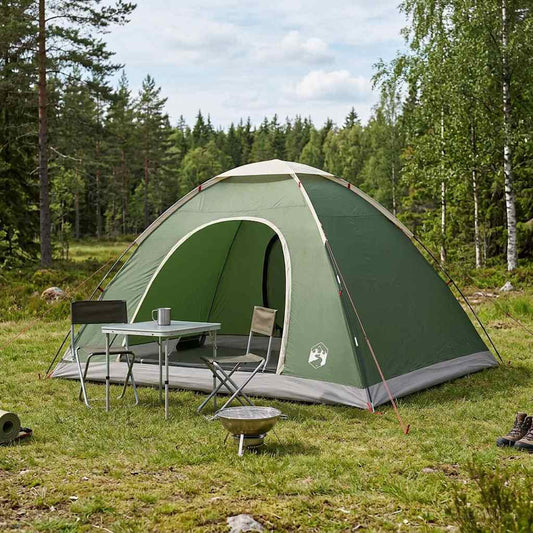 Camping Tent 6-Person Green 185T Polyester with PU coating