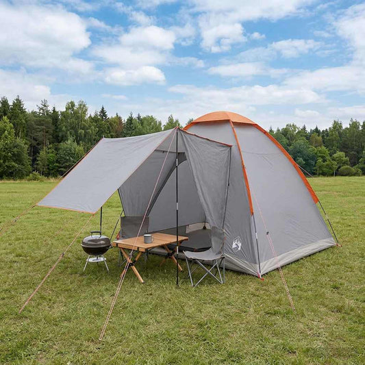 Camping Tent 2-Person Grey and Orange Polyester and Steel