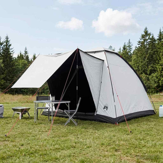Camping Tent 2-Person White Blackout Polyester and Steel