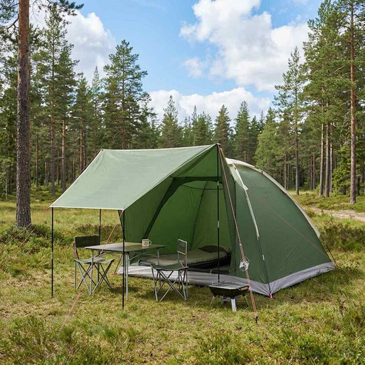 Camping Tent 4-Person Green Polyester and Steel