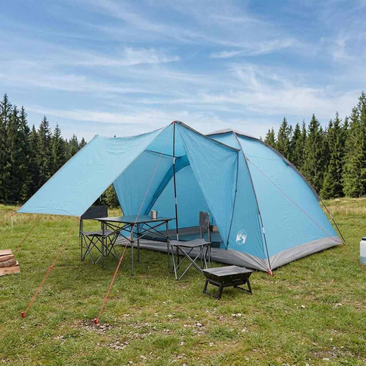 Camping Tent 4-Person Blue Polyester and Steel