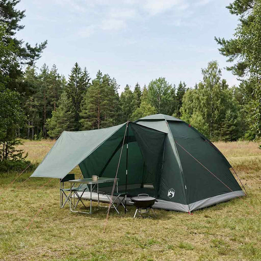 Camping Tent 4-Person Army Green Polyester and Steel