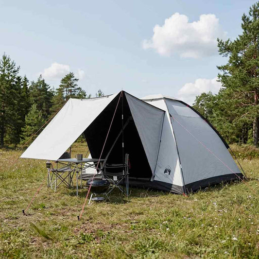 Camping Tent 4-Person White Blackout Polyester and Steel