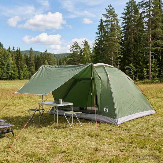 Camping Tent 6-Person Green Polyester and Steel