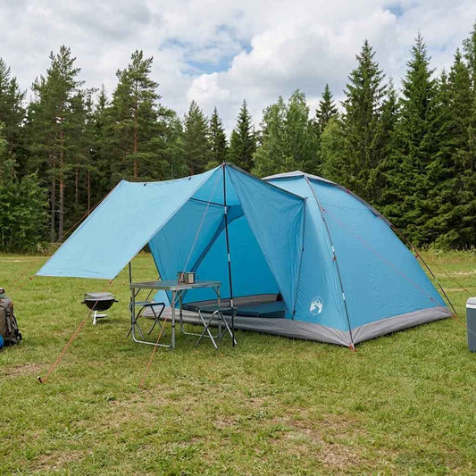 Camping Tent 6-Person Blue Polyester and Steel