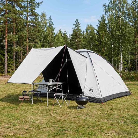 Camping Tent 6-Person White Blackout Polyester and Steel