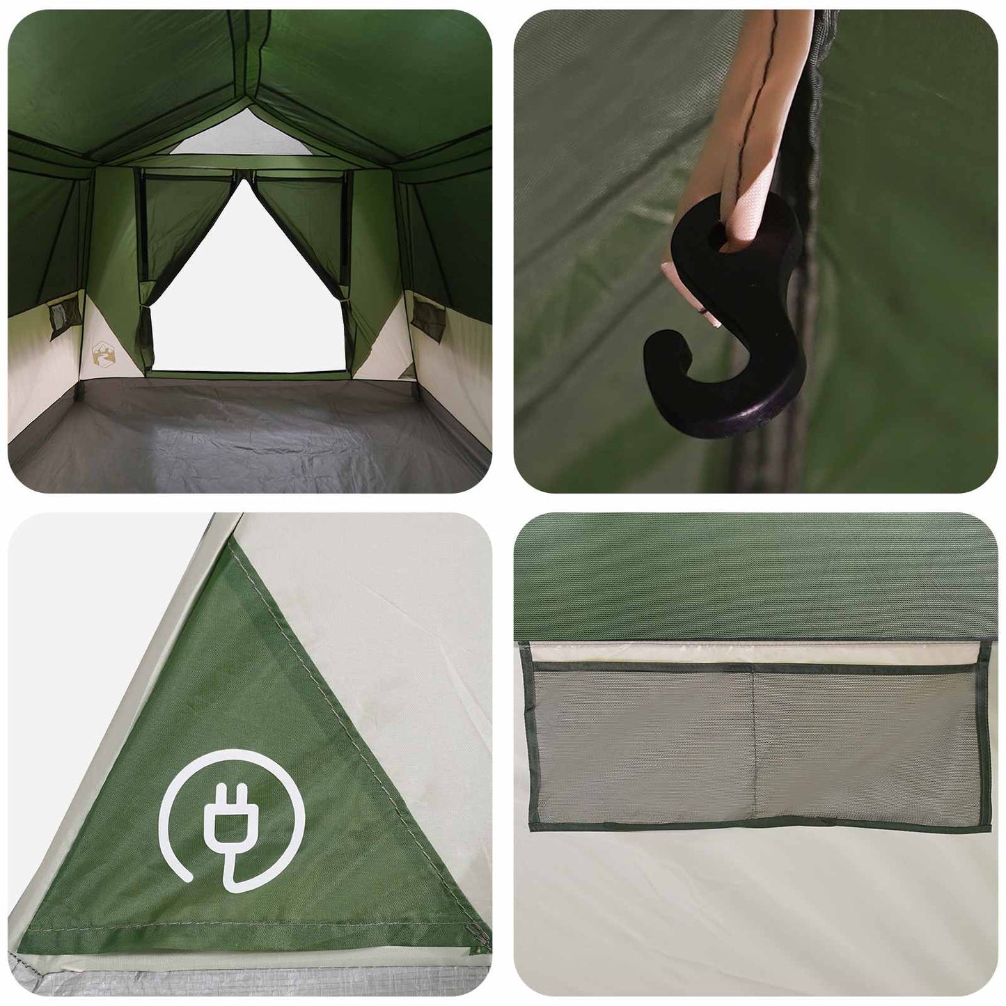 Tunnel Tent with Roof Green 8-Person Polyester and Steel