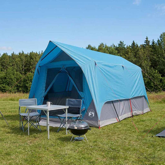 Tunnel Tent with Roof Blue 8-Person Polyester and Steel