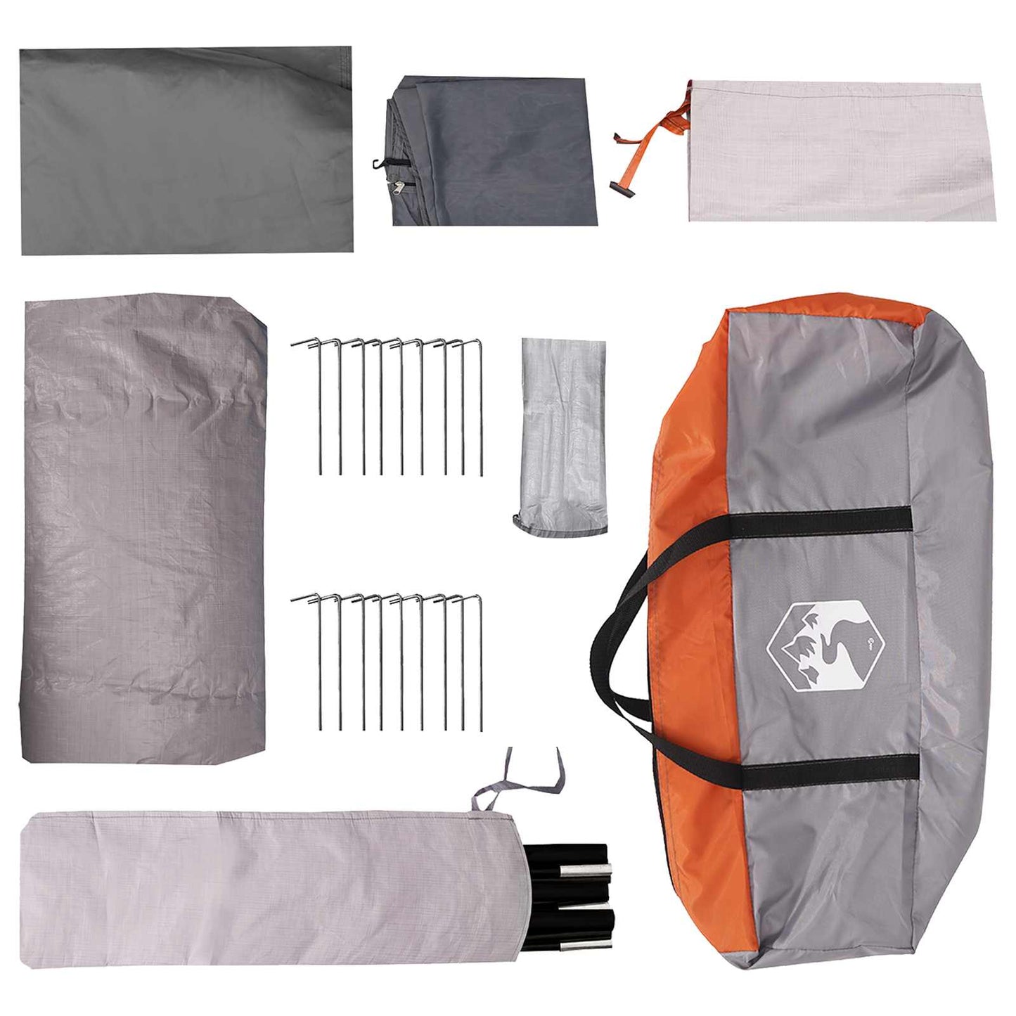 Tunnel Tent Grey and Orange 8-Person Polyester and Steel