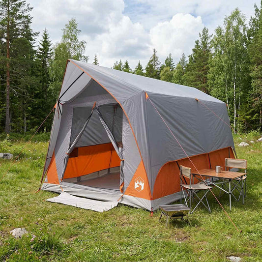 Tunnel Tent Grey and Orange 8-Person Polyester and Steel