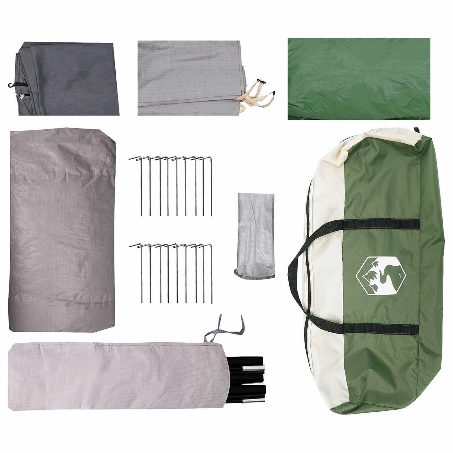 Tunnel Tent with Roof Green 10-Person Polyester and Steel