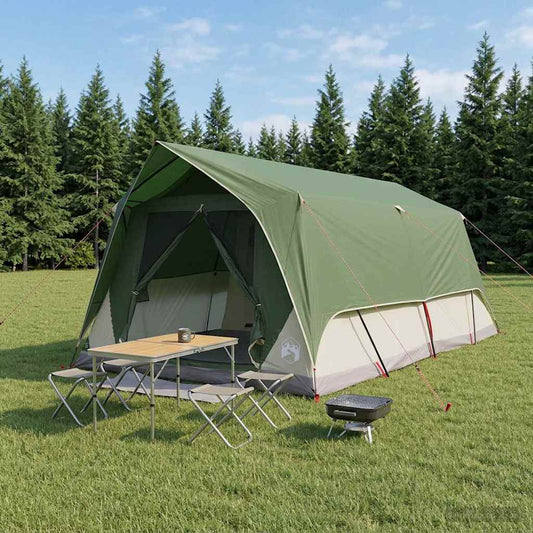 Tunnel Tent with Roof Green 10-Person Polyester and Steel