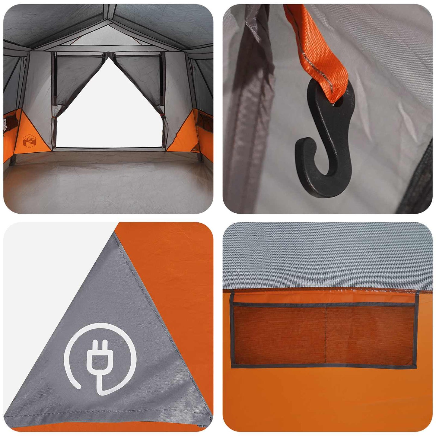 Tunnel Tent Grey and Orange 10-Person Polyester and Steel