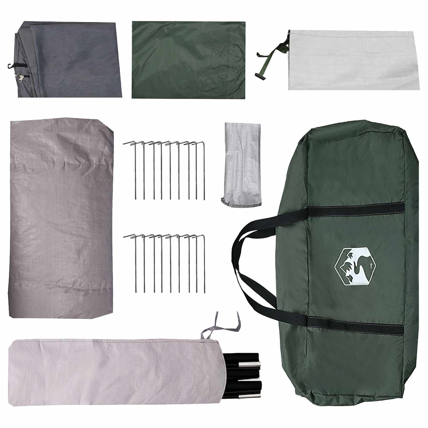 Tunnel Tent with Roof Army green 10-Person Polyester and Steel