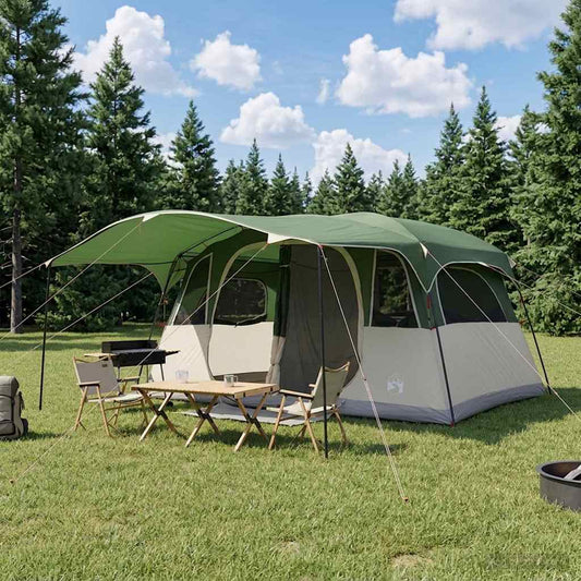 Tunnel Tent 10-Person Green Polyester and Steel