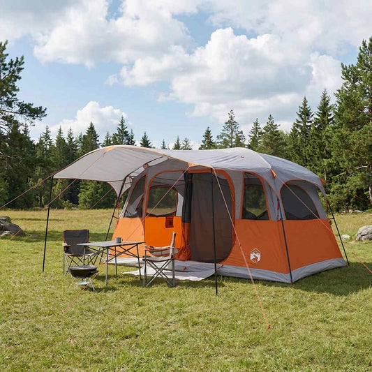Tunnel Tent 10-Person Grey and Orange Polyester and Steel