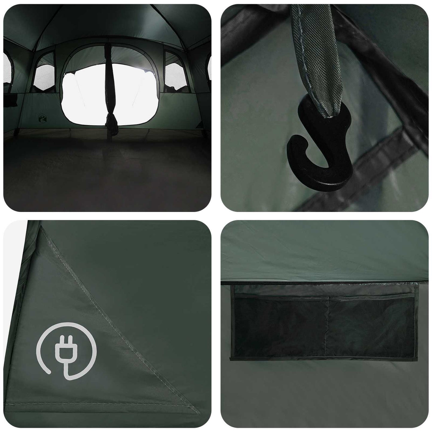 Tunnel Tent Army Green 366 x 244 x 198 cm Polyester and Steel