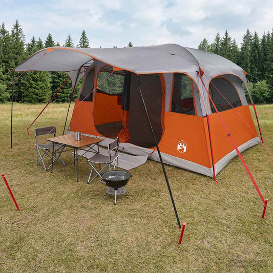 Tunnel Tent with Roof Grey and Orange 427 x 305 x 205 cm