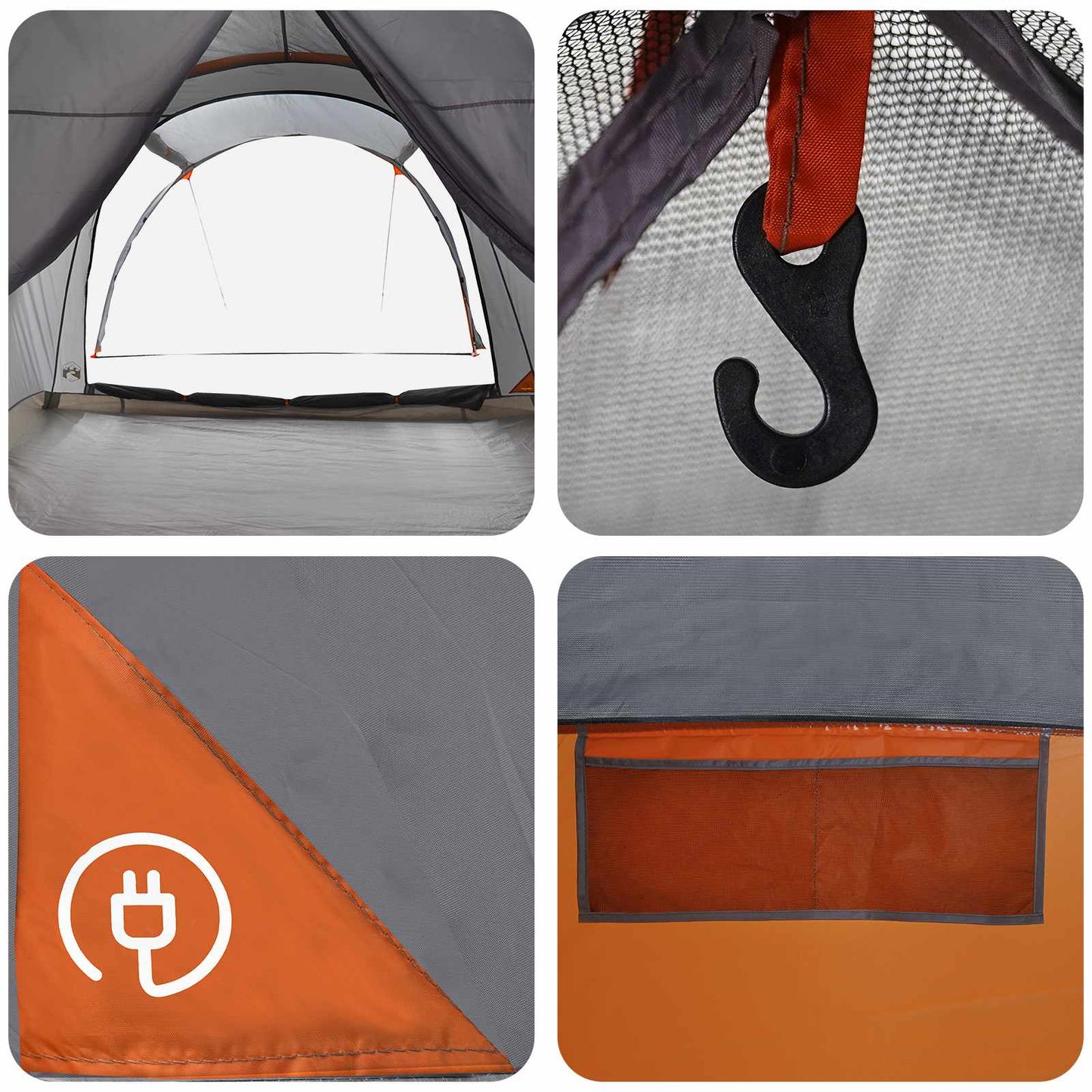 Tunnel Tent with Roof Grey and Orange 370 x 275 x 210 cm
