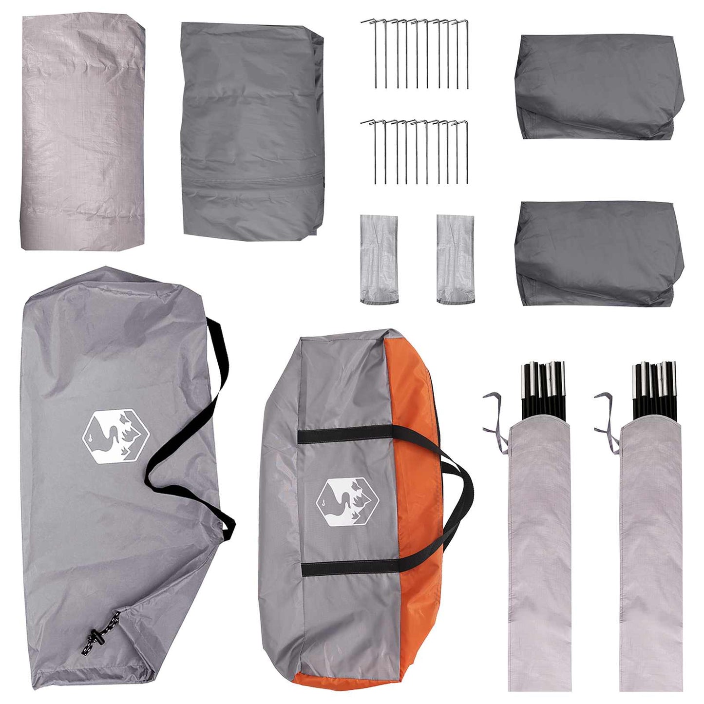 Side Tent with Roof Grey and Orange 410 x 410 x 250 cm