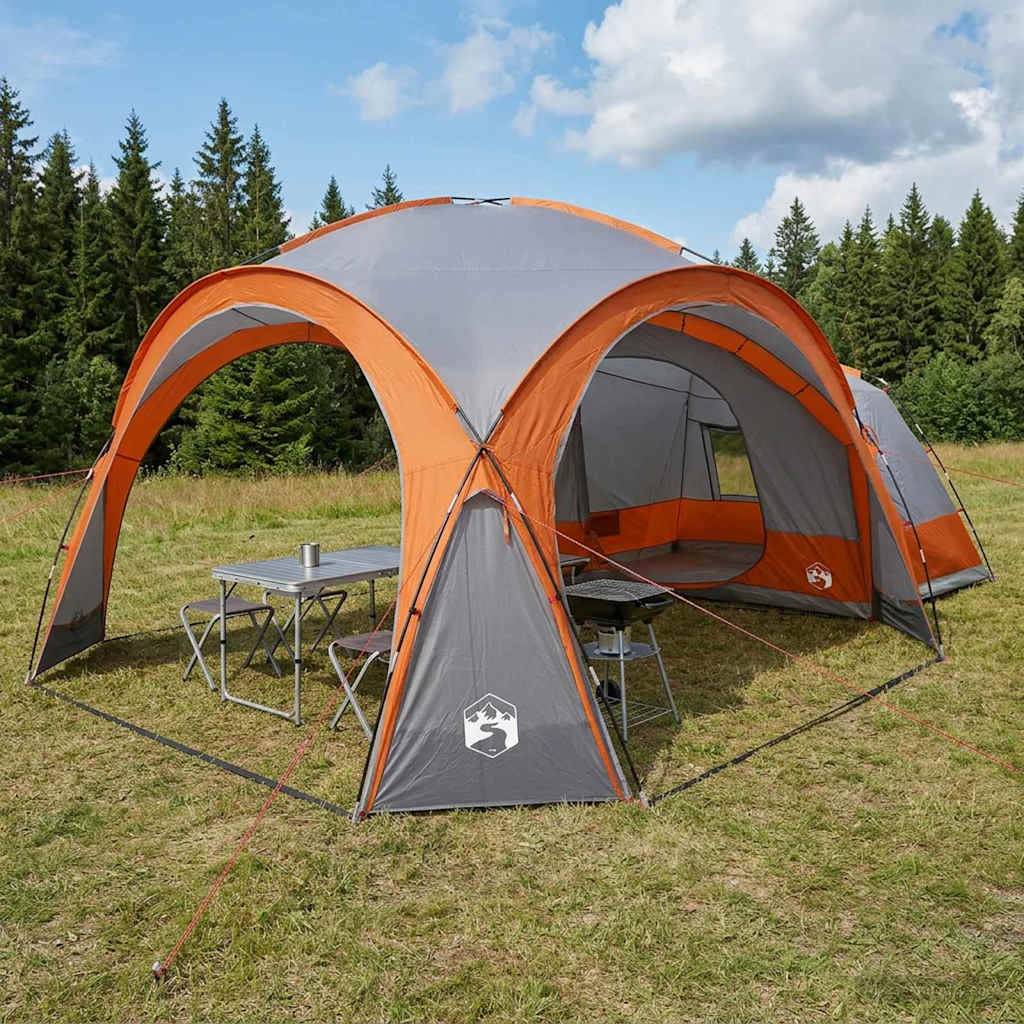 Side Tent with Roof Grey and Orange 410 x 410 x 250 cm