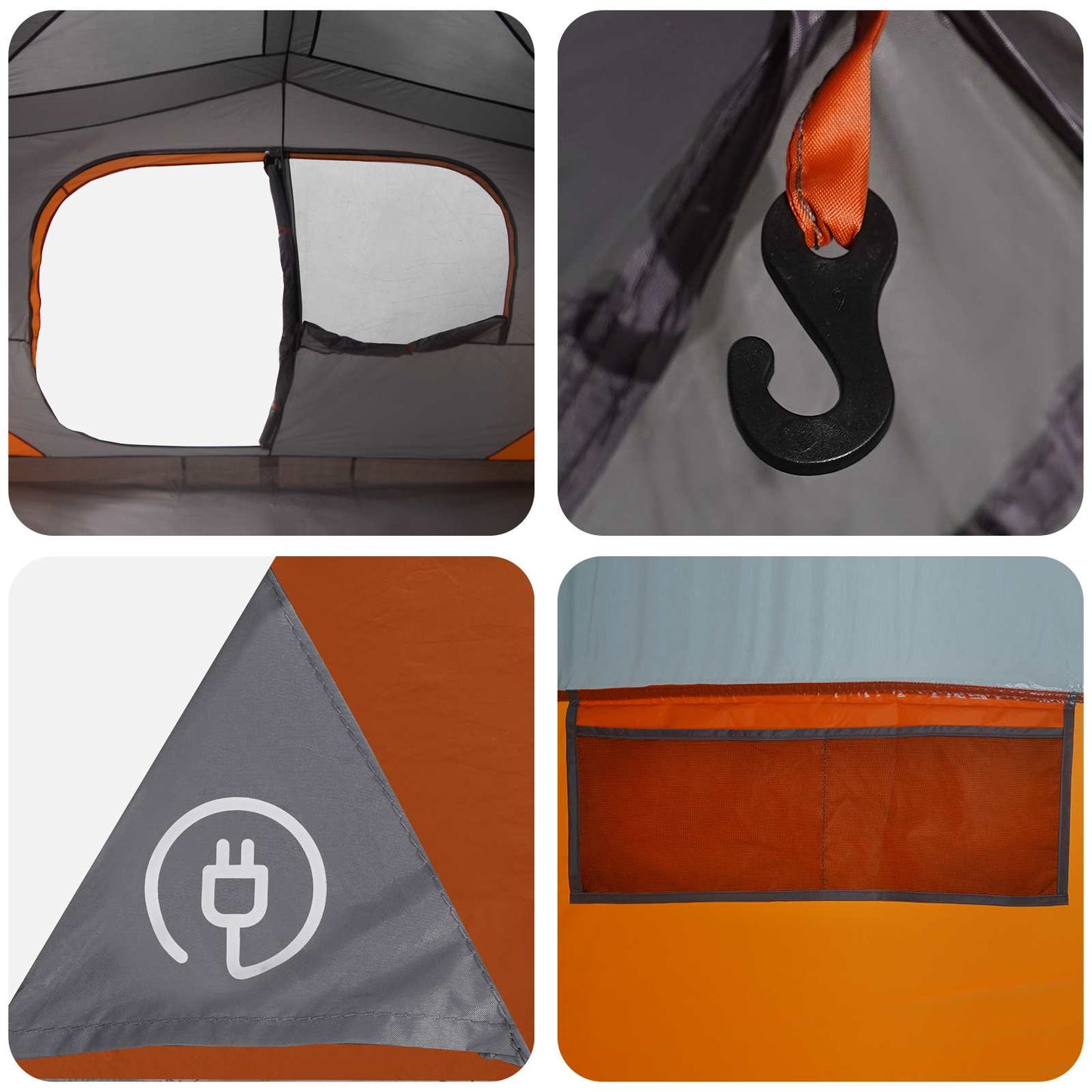 Instant Tent with Roof Grey and Orange 365 x 280 x 200 cm