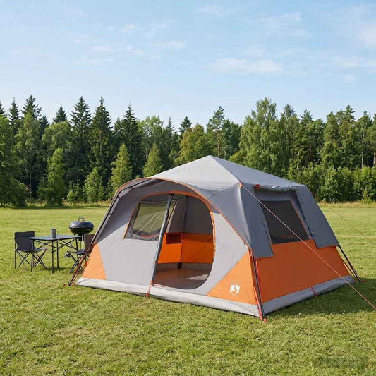 Instant Tent 10-Person Grey and Orange Polyester and Steel