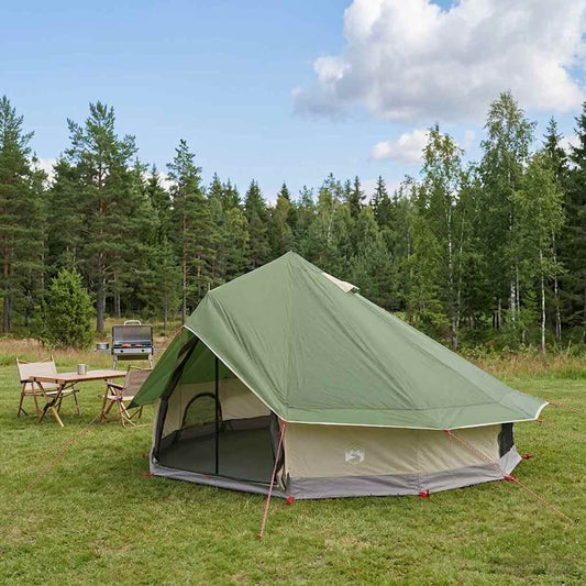 Tipi Tent 18-Person Green Polyester and Steel