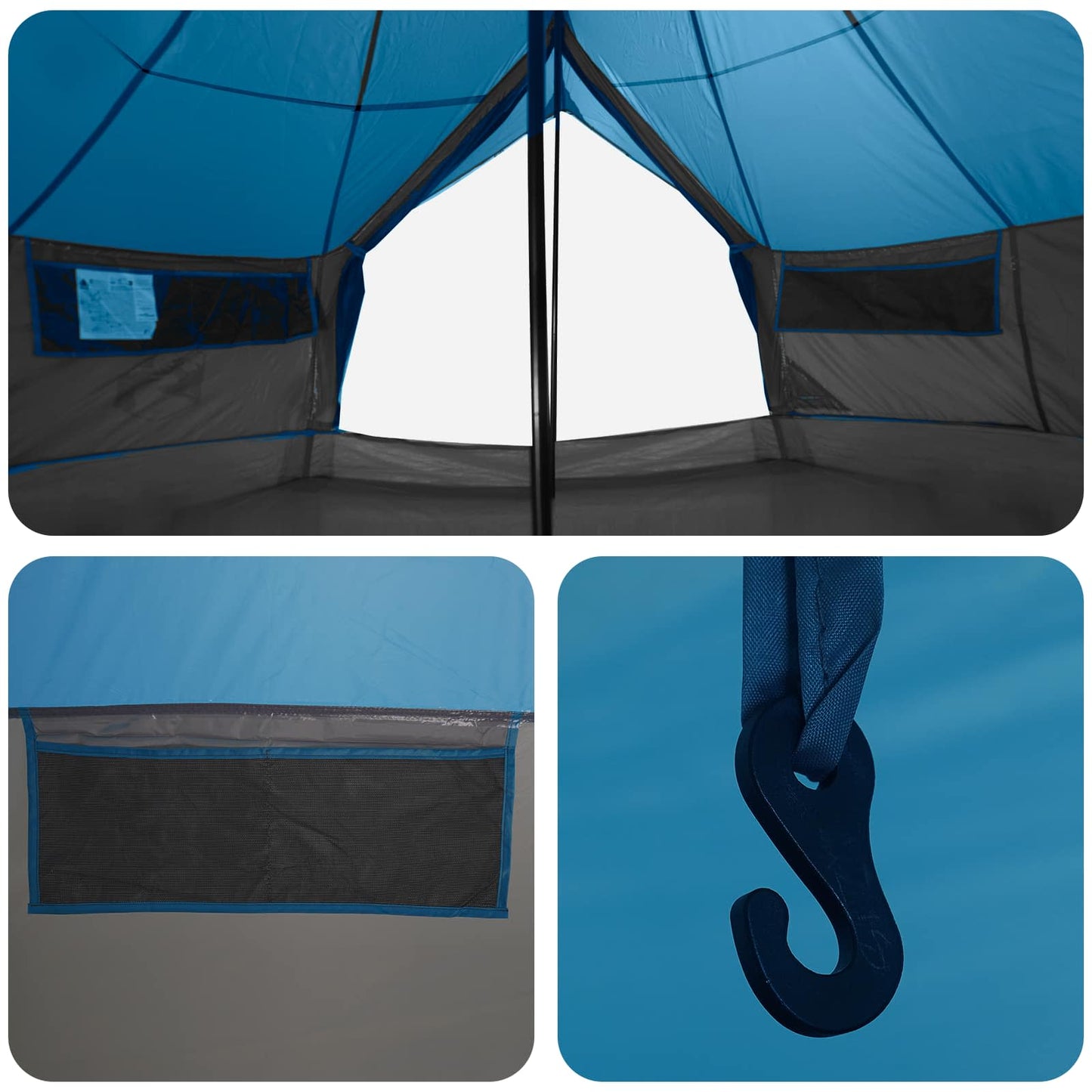 Tipi Tent with Roof Blue 700 x 700 x 395 cm Polyester and Steel