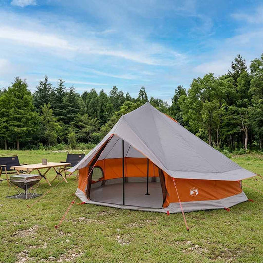 Tipi Tent 18-Person Grey and Orange Polyester and Steel